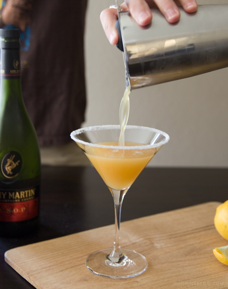 pouring sidecar cocktail