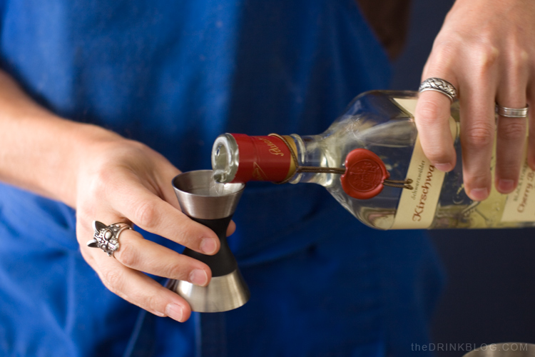 Kirschwasser cherry brandy for a Black Forest Martini