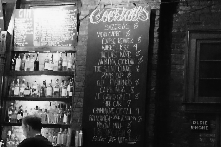 classic cocktail list at bar tonique