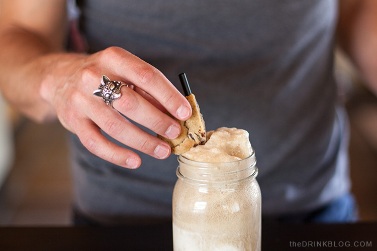 garnish jack and coke float with a chocolate chip cookie