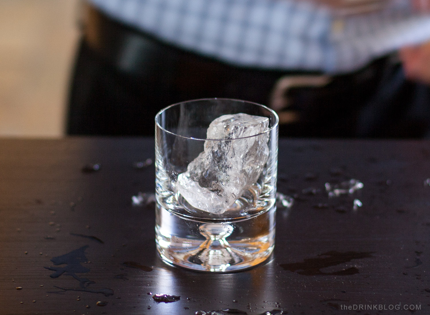 clear ice in glass