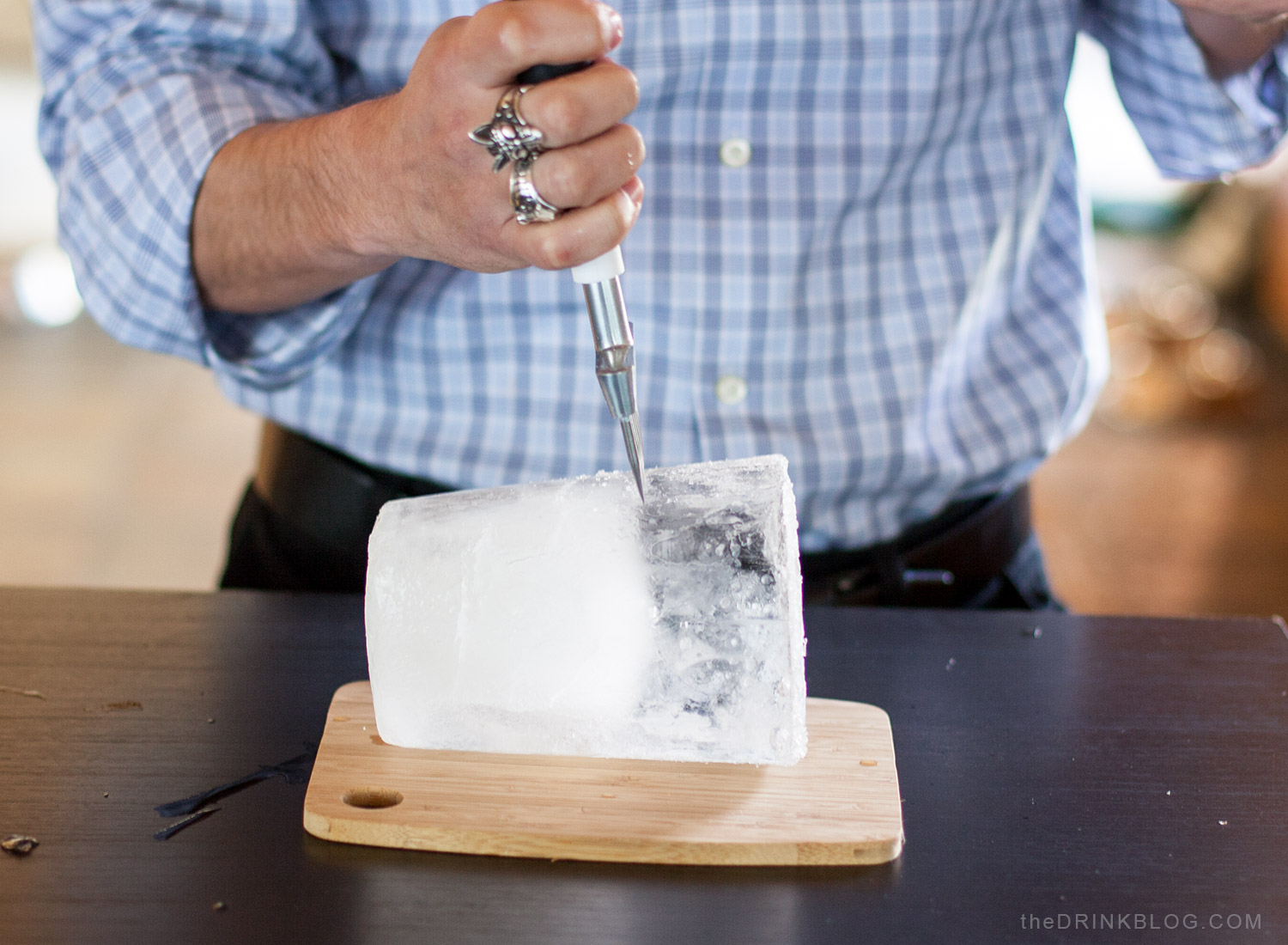 chop off clear ice chunk