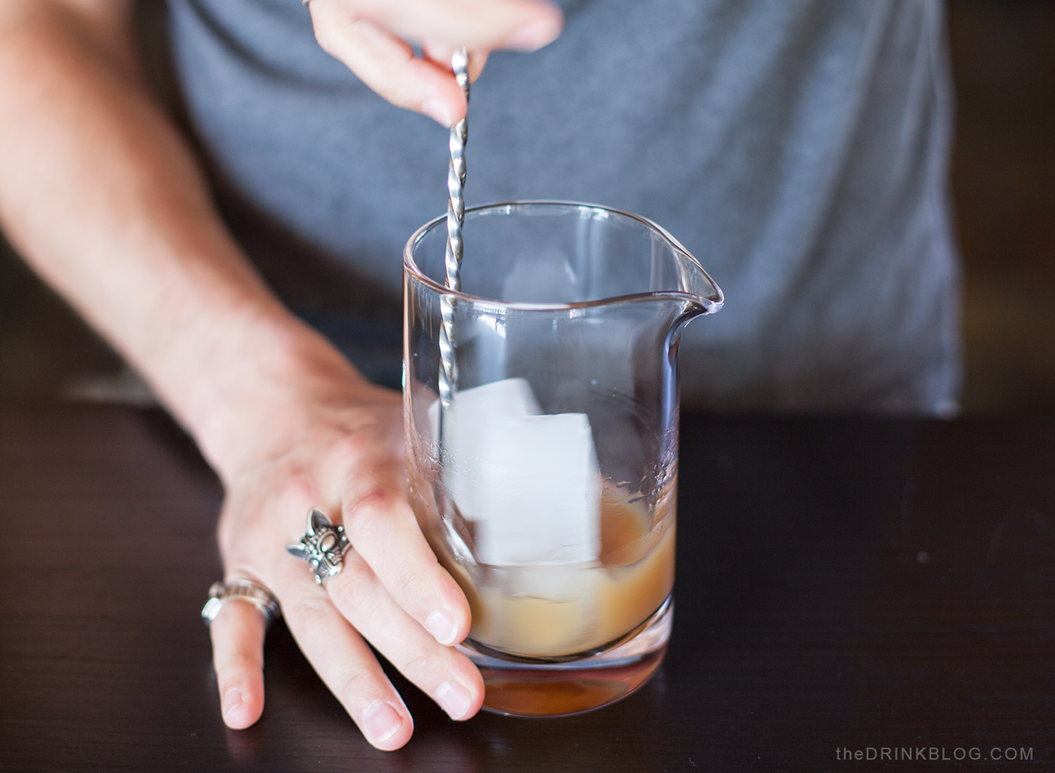 stir in mixing glass